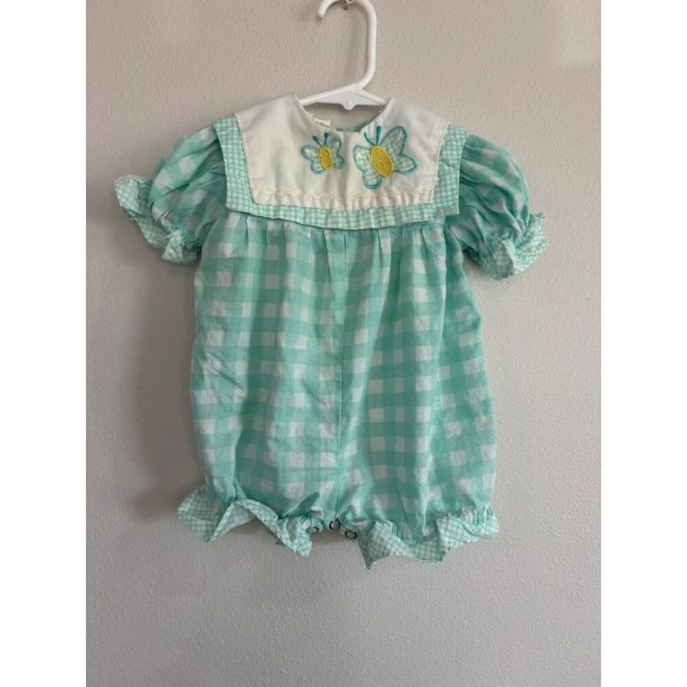 Vintage style gingham baby romper